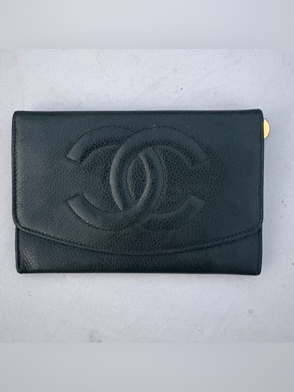 CHANEL Hunter Green Quilted CC Logo Card Holder